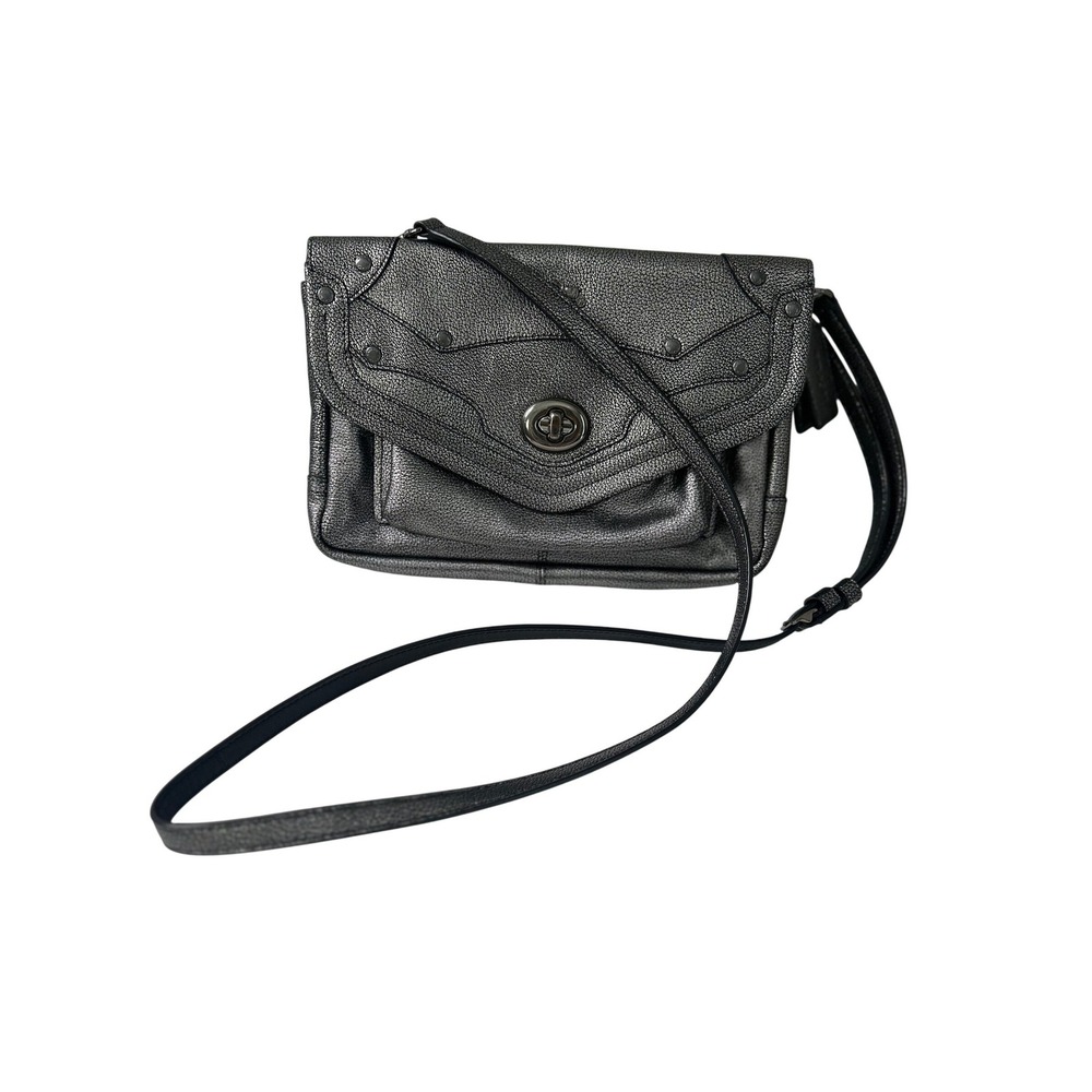 COACH Rhyder Crossbody Bag Metallic Pewter Pebbled Leather 34232 - Picture 3 of 12